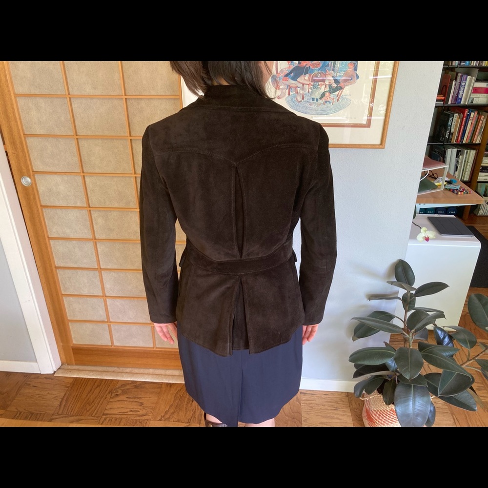 Banana Republic Chocolate Brown Suede Blazer Jacket - Picture 2 of 5